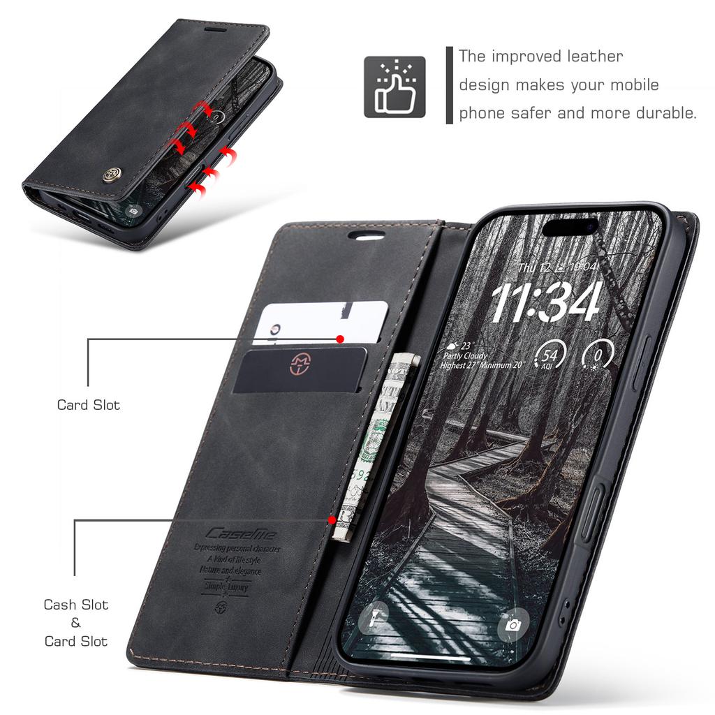 For iPhone 17 Pro Wallet Case CASEME 013 Series PU Leather Phone Cover Stand