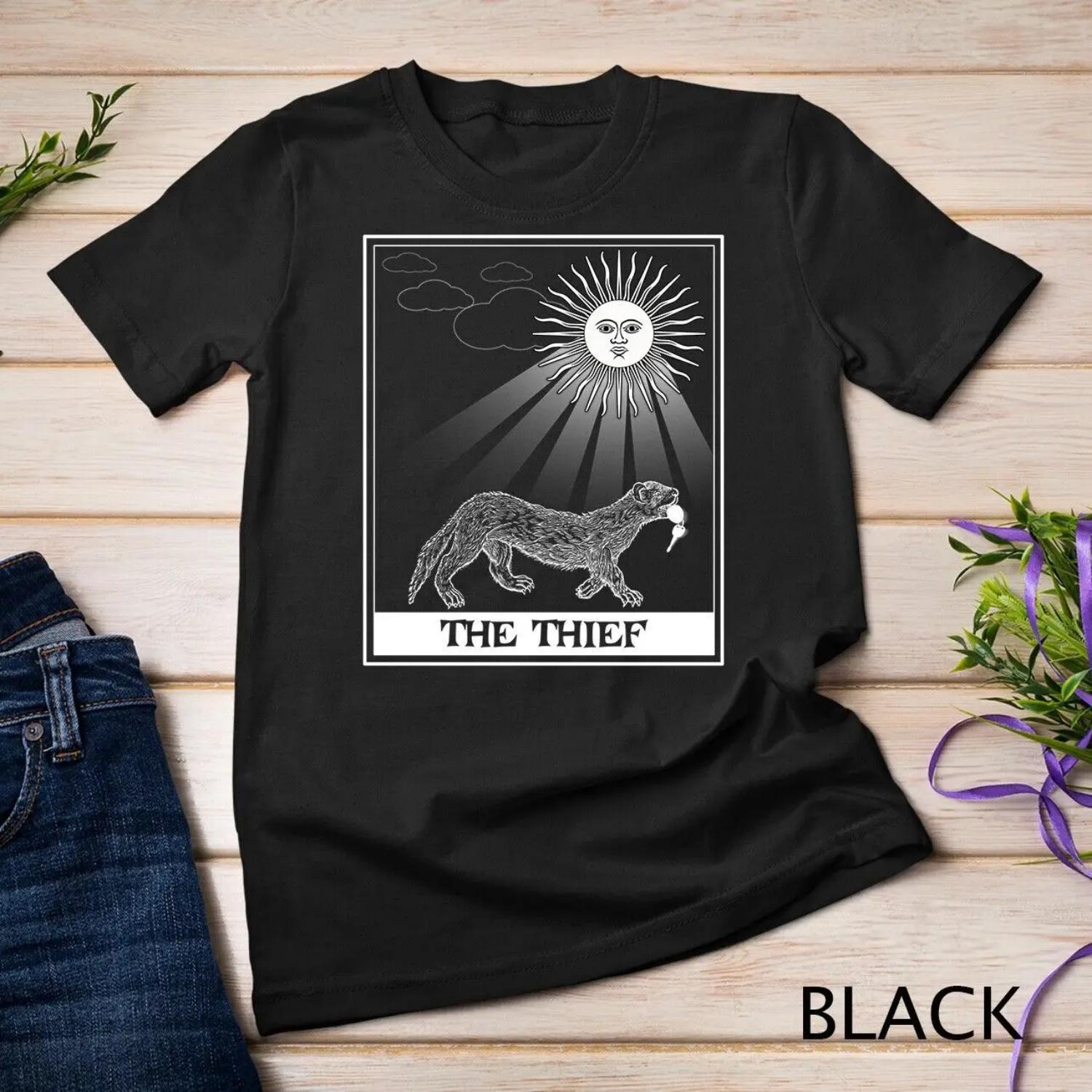 Pet Ferret T Shirt Funny Thief Tarot Cards S чёрный