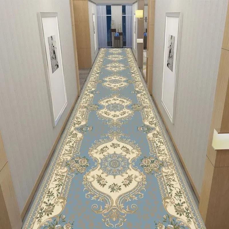 America European Long Corridor Carpet Luxury Decoration Hallway Rug Non-slip Easy Cleaning Floor Mat Stairway Runners Carpets