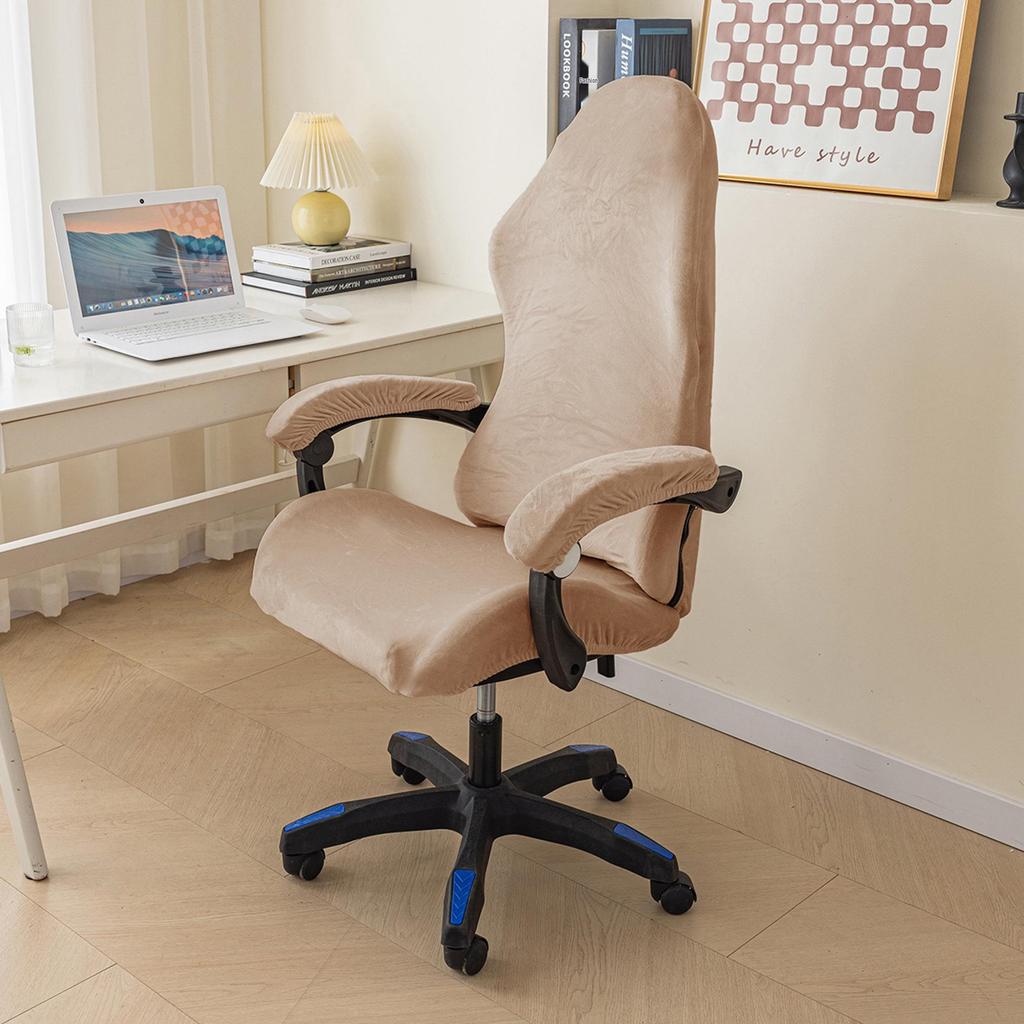 Funda para Silla Gaming de Terciopelo Zorro Plateado - Ajuste Elástico Universal para las Cuatro Estaciones con Protección para Reposabrazos