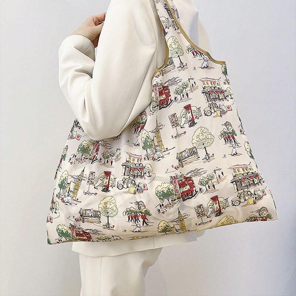 Eco-Friendly Foldable Single Shoulder Grocery Bag for Women, Large Capacity