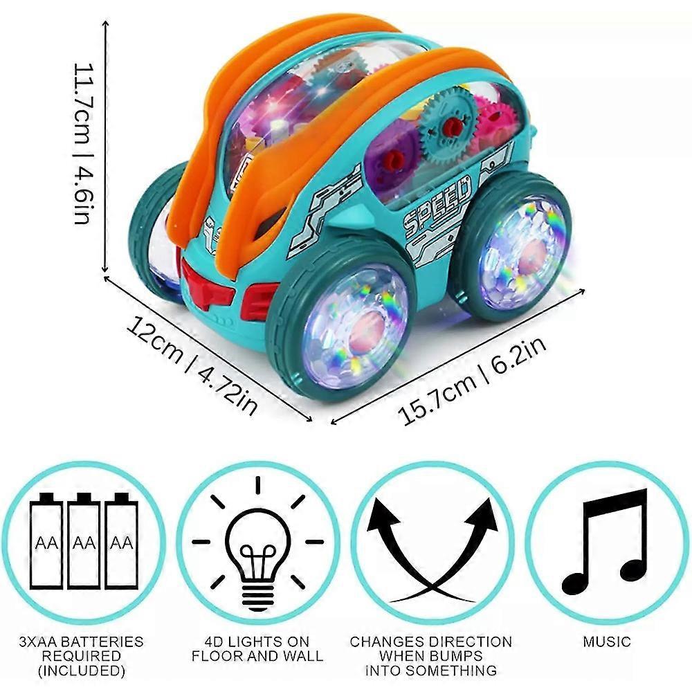 Speedlite Dynamic Gear-Powered Car with Led Lights, Light Up Toy Cars for Kids