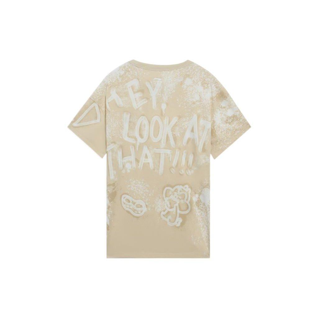 Li-Ning Mickey Series Casual Sports Allover Print Round Neck T-Shirt Unisex Tops Khaki AHSS273-1