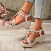 New Plus-size Women's Shoes with Wedge Heels Elastic High Heels and Sandals