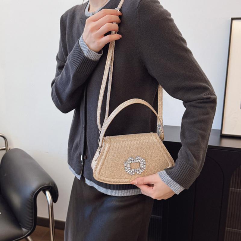 Women Vintage PU Leather Sequin Y2K Crossbody Bag Fashion Floral Decor Shine Lady Outdoor Leisure Bag for Female Birthday Gifts