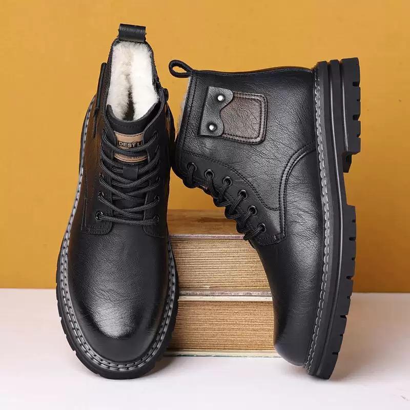 Luxury Mens Boots High Quality Genuine Leather Boot British Style Business Ankle Boot High-top Cotton Boots for Men Winter Boots