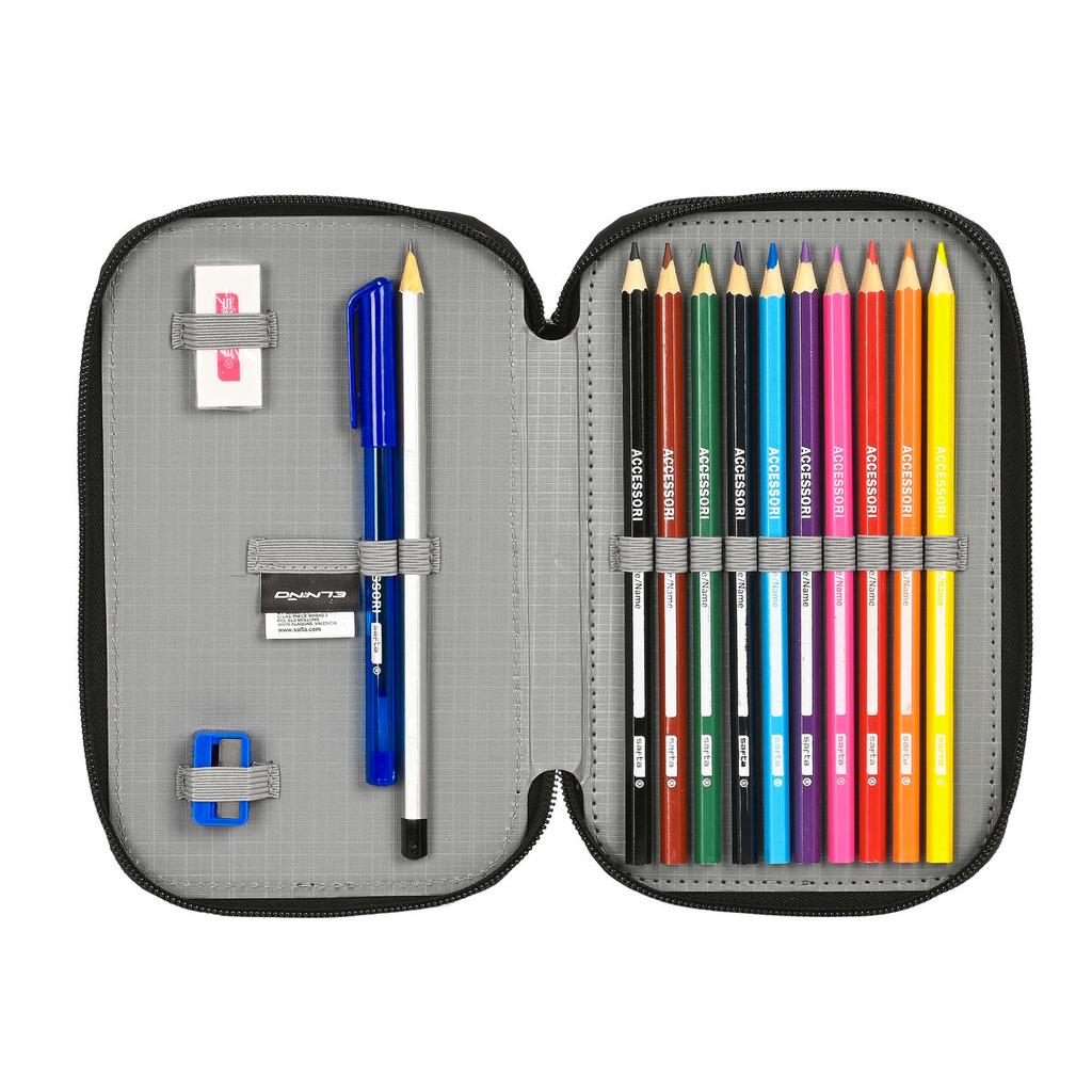 Schulmäppchen mit Zubehör El Niño Grün Bali Schwarz (12,5 x 19,5 x 4 cm) (28 Stück)