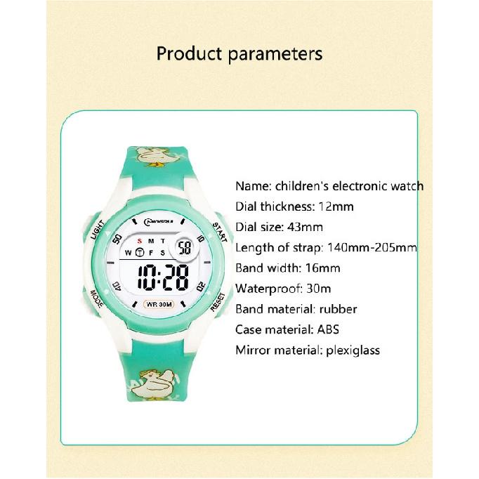 UTHAI Children's Watch Sports Cute Print Card Swimming Waterproof Alarm Clock Boys and Girls Student Kids Electronic Watches