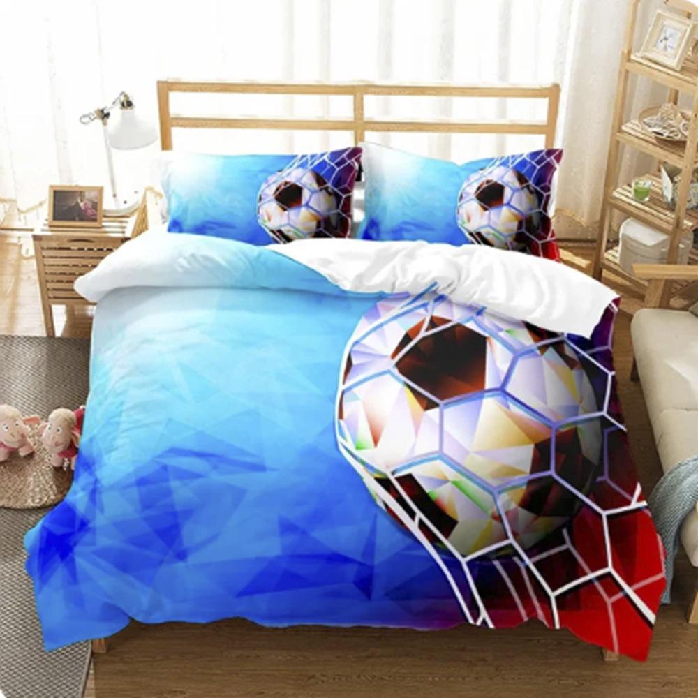 Footboll Cartoon Duvet Cover Sports Home Pillowcase Set Adult Bedroom Children Comforter Bedding