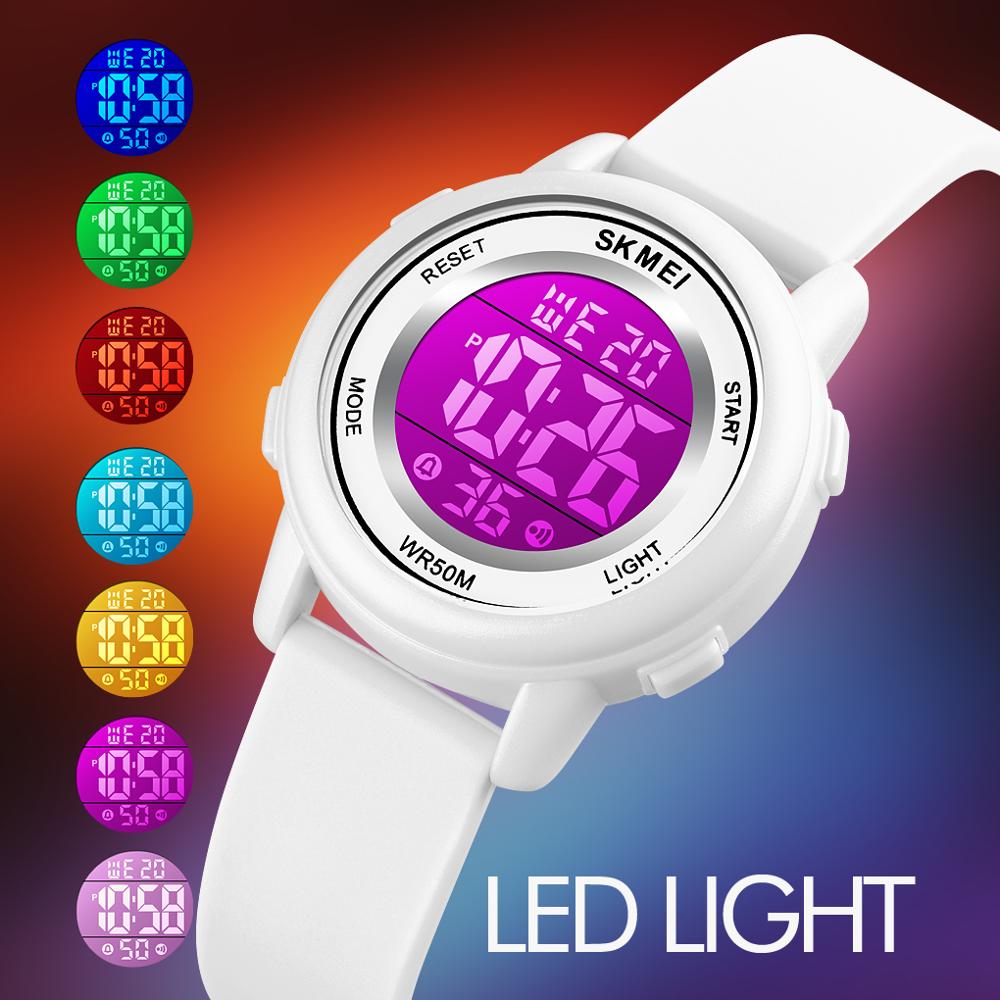 SKMEI LED Light Digital Children Sport Watches Stopwatch Calendar Clock 5Bar Waterproof Kids Wristwatch For Boys Girls Gift
