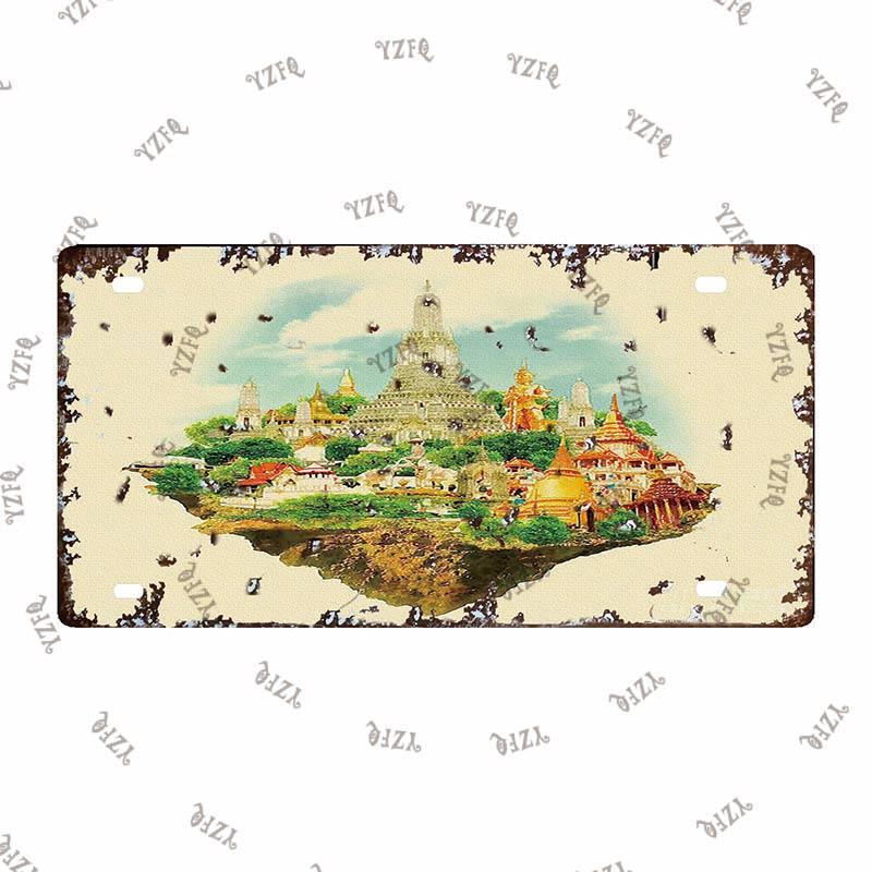 Thailand City Metal Sign Tin Poster 30X15CM Vintage Plate Tourist Souvenirs Wall Bar Home Decor Gift Customizable DC-0314A