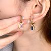 Clearly Colored Cubic Zirconia Drop Earrings For Woman Dancing Party Accessories Luxury Shiny Zircon Geometric Clip