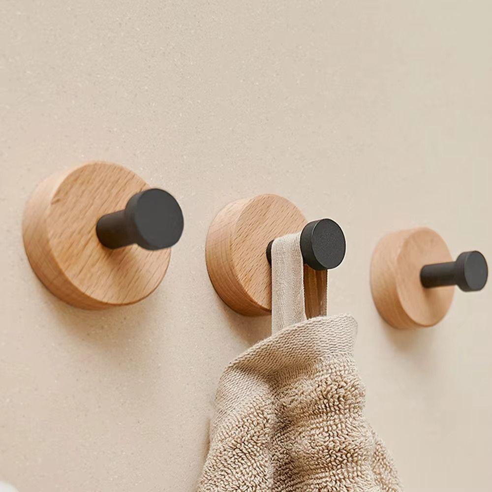 Round Design Single Hook Creamy Style Coat Hook Clothes Hanger No Drilling Hook  Bathroom