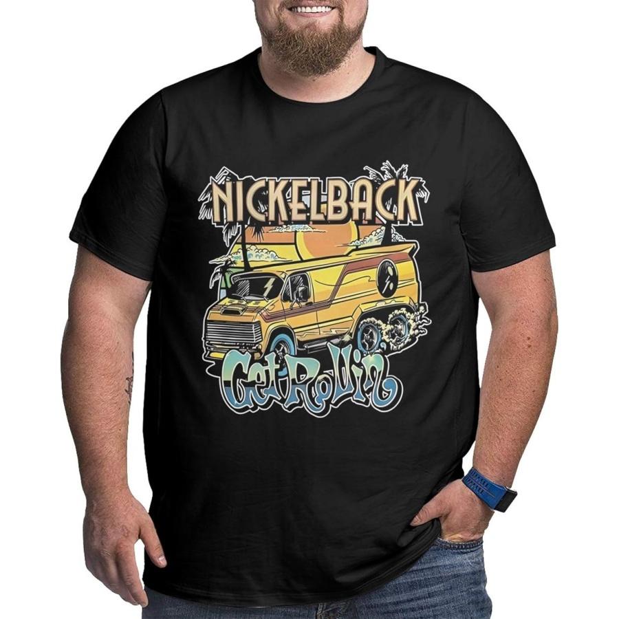 Nimoskins Nickelback Get Rollin Band T Shirts for Men Oversized Big and Tall Mens T-Shirts Stylish Crewneck Cotton
