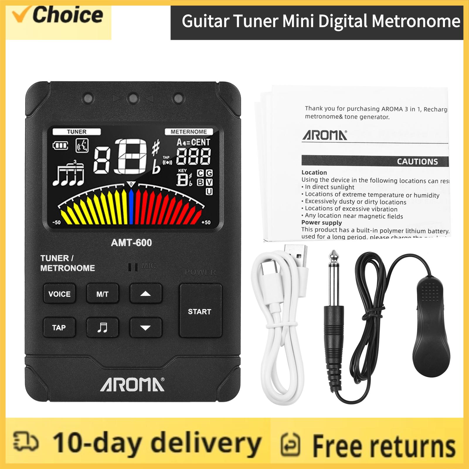 AROMA AMT-600 Tuner  Metronome  Tone Generator 3-in-1 Rechargeable 2.5-inch Color LCD Guitar Tuner Electronic Metronome чёрный