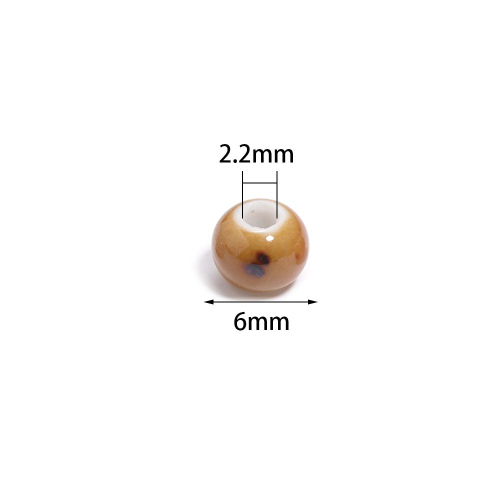 30Pcs 6mm Ceramic Round Beads Colored Large Hole Loose Spacer Beads For DIY Handmade Bracelets Earrings Jewelry Accessories