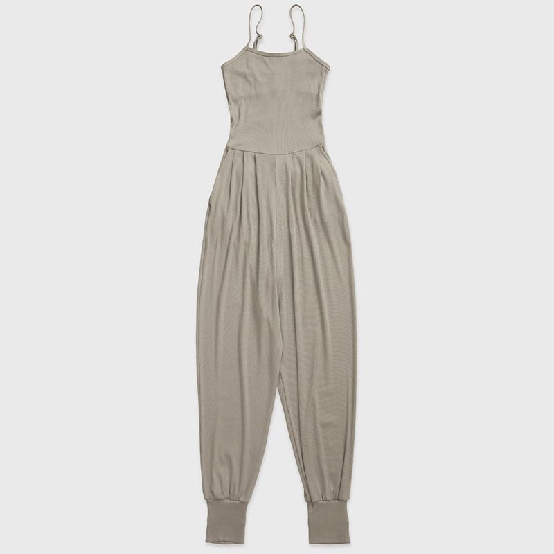 

Fancy Elegant Straps Yoga Jumpsuit Foot-Stepping Pilates Plaid Training Dance Yoga Bodysuit Apricot color L