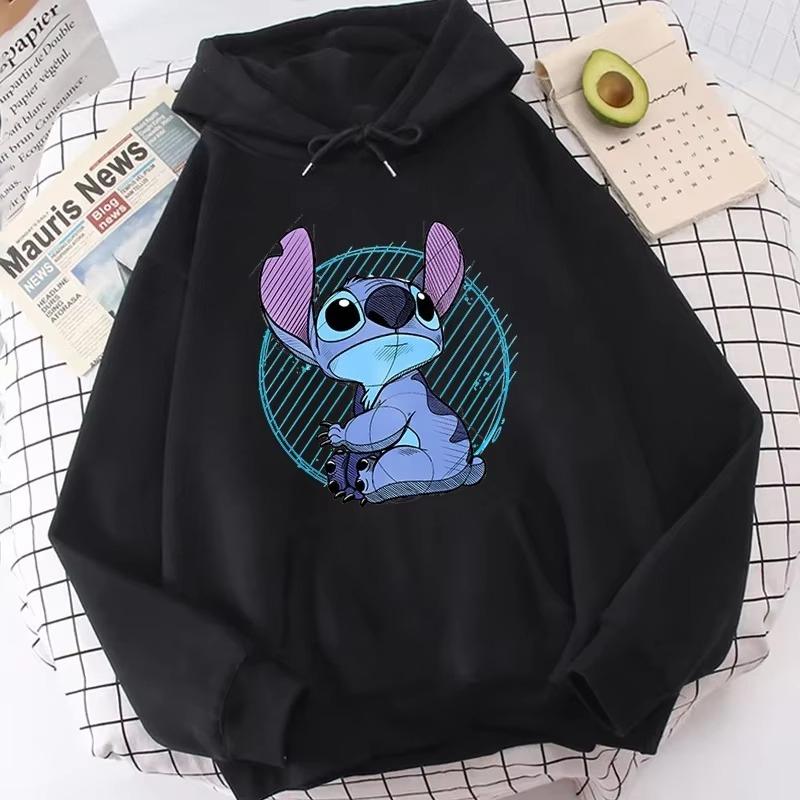 Lilo & Stitch Print Hoodie Cute Cartoon Disney Graphic Sweatshirt Autumn and Winter Men and Women Casual Long-sleeved Jumper Top