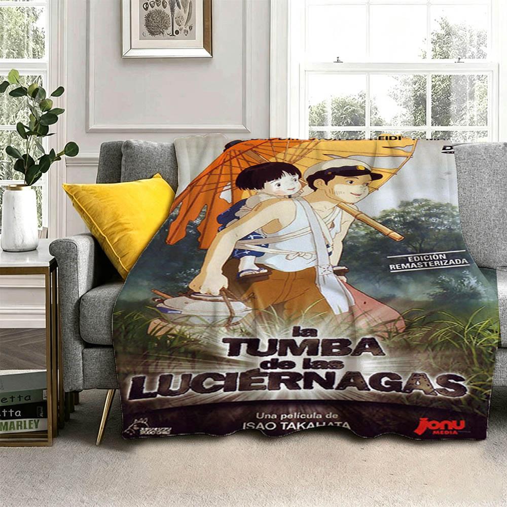 New G-Grave Cartoon F-Fireflies Movie 3D Flannel Blanket Soft Throw Blanket Art For Home Decor Bedroom Bed Sofa Picnic Fans Gift