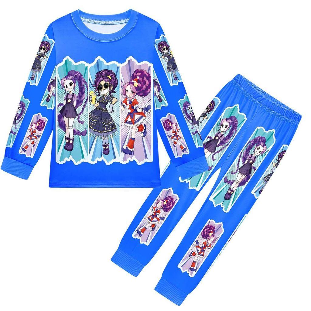 19798 Kids Girls Lily Lovebraids Printed Long Sleeves T-shirt Top Trousers Pants 2pcs Sets 100cm