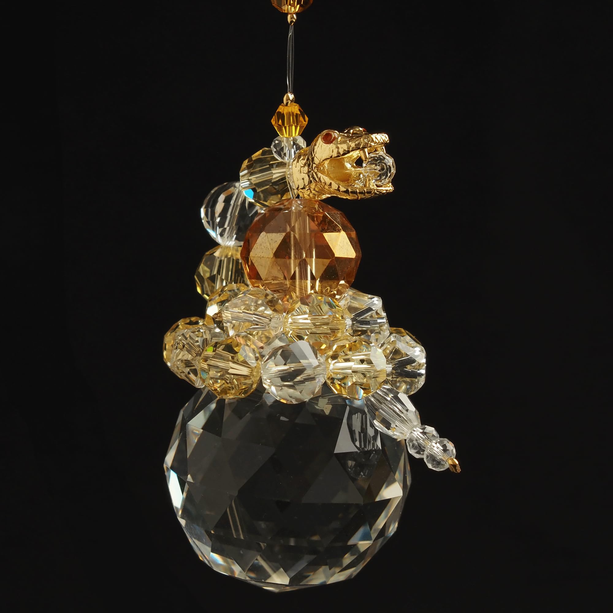 

RELIGHT Suncatcher, White Snake, Crystal Glass, Good Fortune, Feng Shui, Interior Decoration, Auspicious Item (Gold)