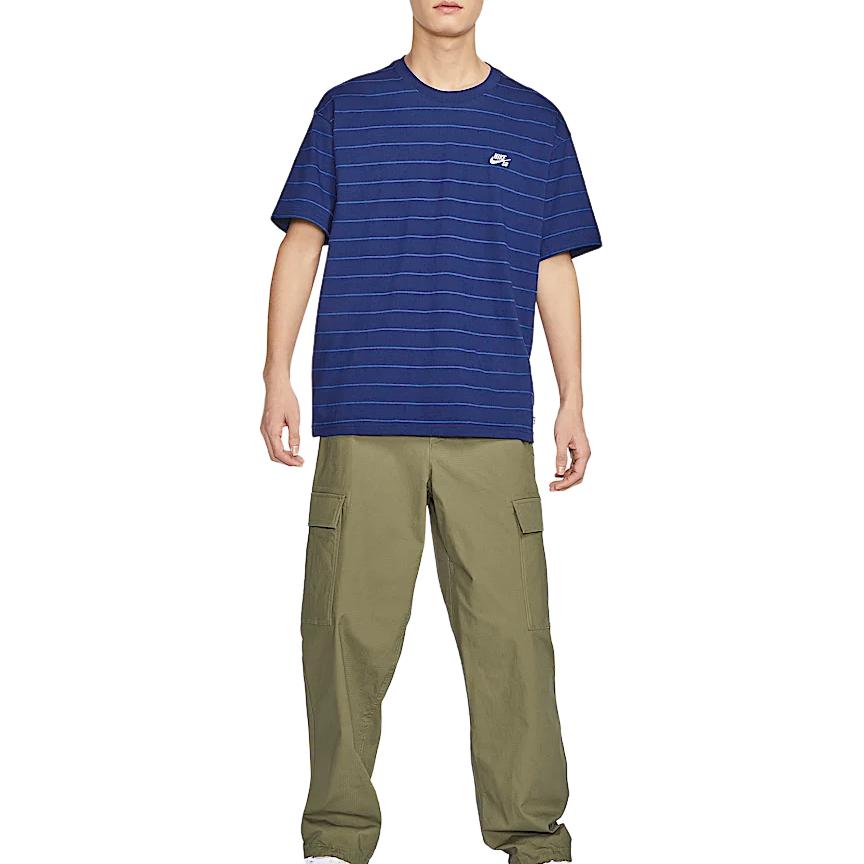 Nike SB Loose Fit Striped Short Sleeve T-Shirt Men Tops Space-Blue HJ0813-492