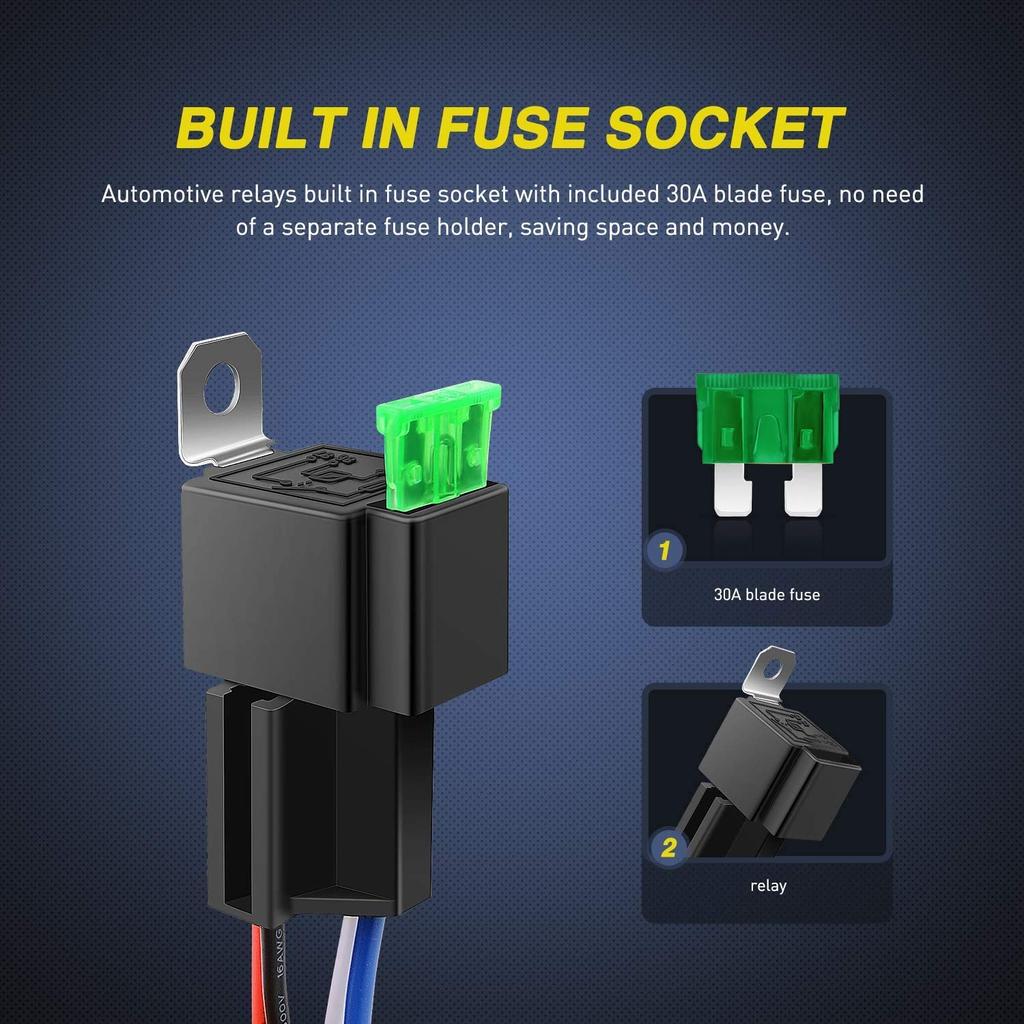 Kiligen Fuse Relay Switch Harness Set - 30A ATO/ATC Fuse, 4 Pin
