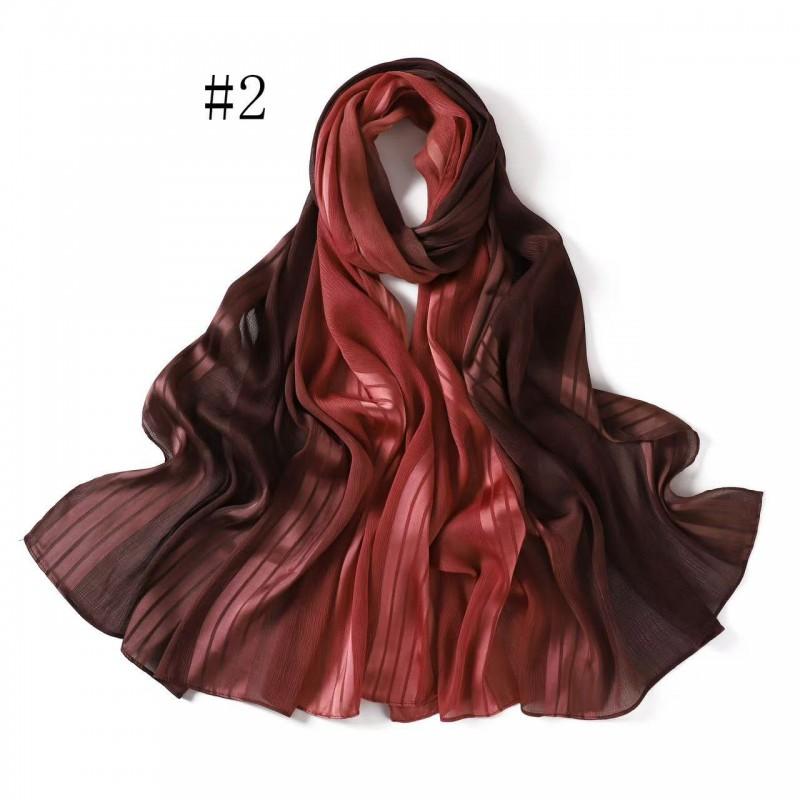Gradient Striped Pleated Chiffon Scarf Wrap Lightweight Shawl Women Sun Protection Fashion Accessory