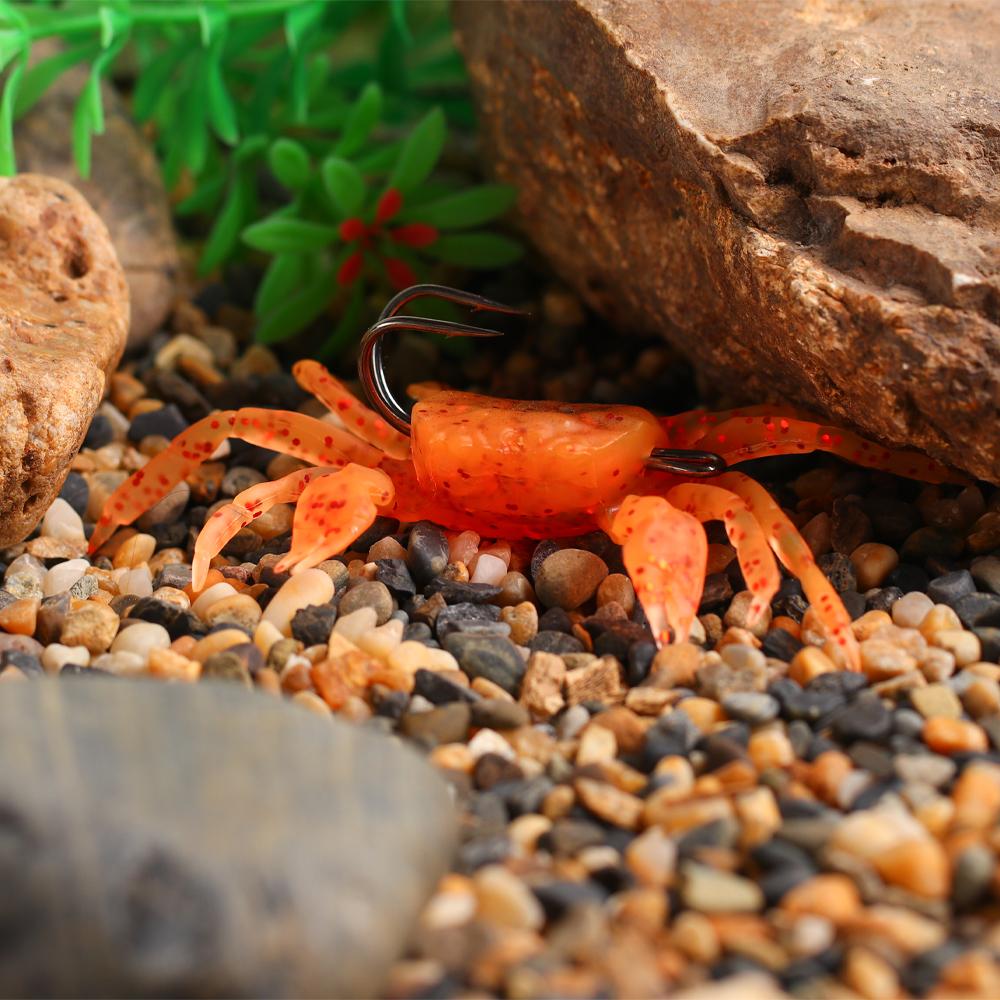 3 PZ/6 PZ Esca da Pesca Morbida Realistica 3D a Forma di Granchio - Antialga per Acqua Salata/Dolce per Persico Spigola, Cernia, Sgombro - Azione di Nuoto Lento e Laterale