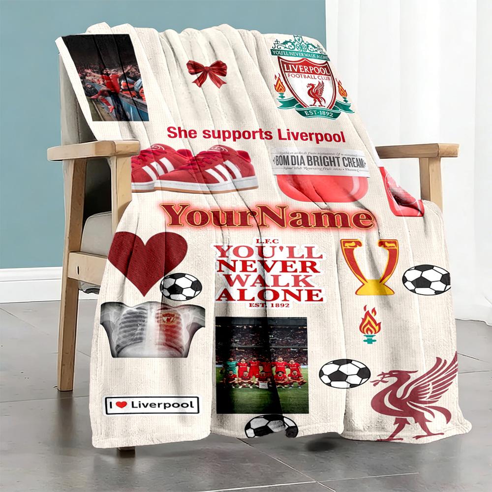 Liverpool Personalized Text Blanket Cozy Personalized Blanket Soft Warm Cozy for Seaside Nap Sofa Bed Four Seasons Multipurpose