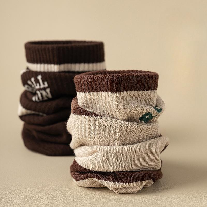 Women's Spring and Summer Versatile Socks, Anti-pilling Mid-calf Socks, Breathable Sports Cotton Socks, Boneless Seam Letter Socks