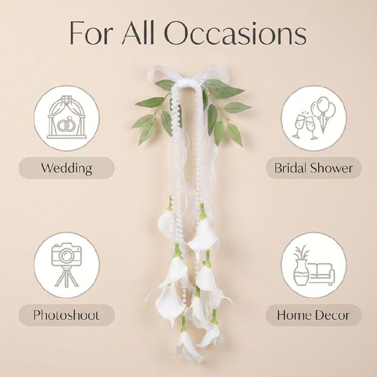 Stylish White Calla Lilies And Pearls Bridal Bouquets Photo Shoot Accessories For Wedding Parties And Sophisticated Decors
