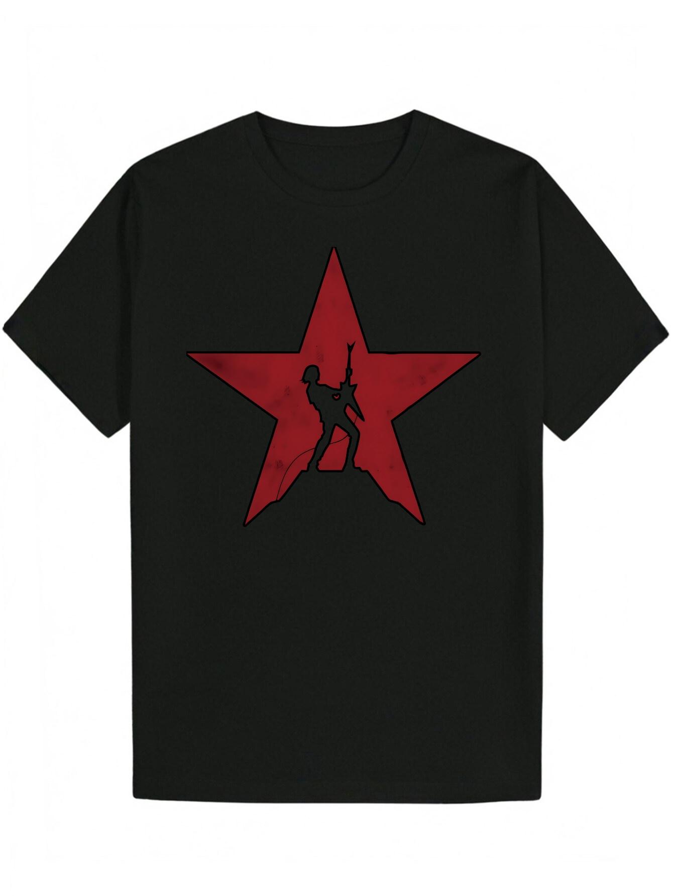 Casual Summer Graphic T-shirt - Short Sleeve Crew Neck L