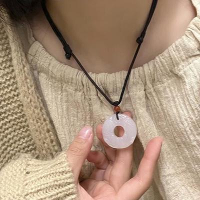 Chinese Style Beautiful Chalcedony Pretty Lotus Pendant Charm Amulet Female Necklaces For Women Jewelry Gifts