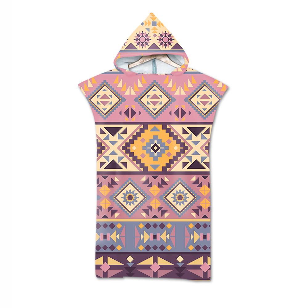 Adult Bath Towel Beach Towel Cape Geometric Print Hooded Bath Towel