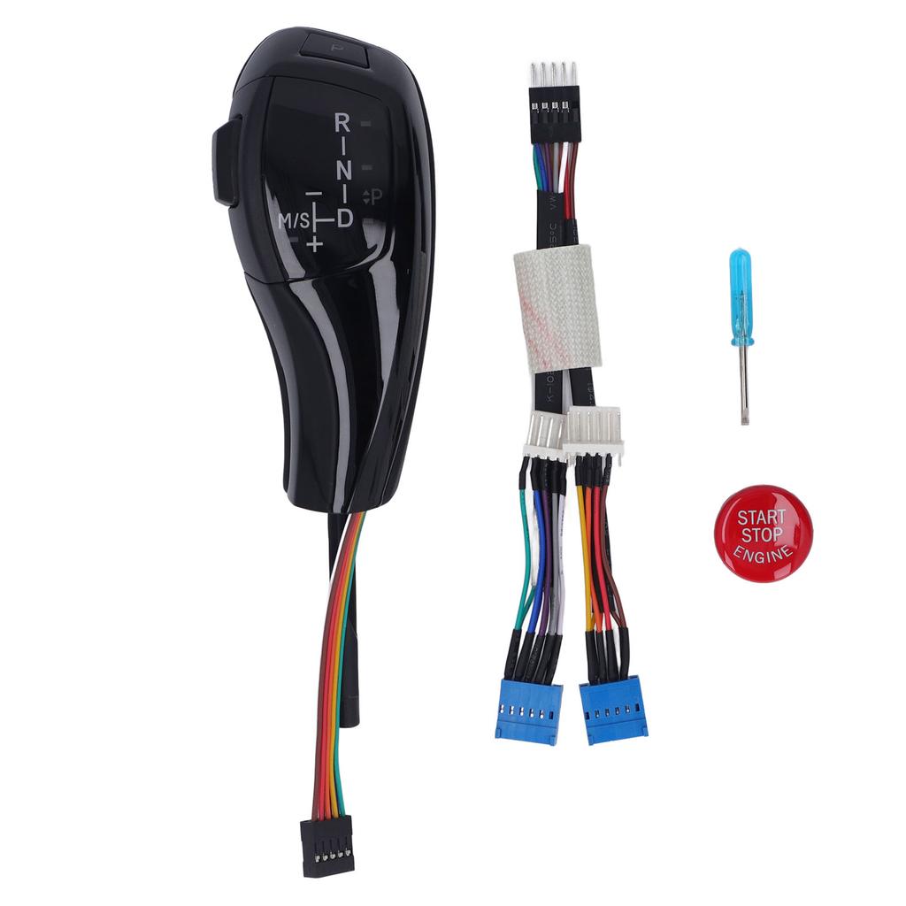 LED Schaltknauf Roter Motorstartknopf Abdeckung Kit für 6er E63 E64 Vor-Facelift 2004-2006 Glänzend Schwarz
