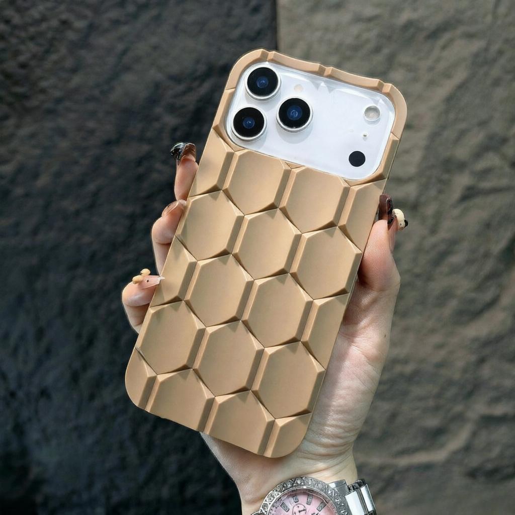 Soft 3D Honeycomb Phone Case For iPhone 17 16 15 12 13 14 Pro Max Shockproof Silicone Anti-skid 17Pro 16Pro Max Matte Case Cover