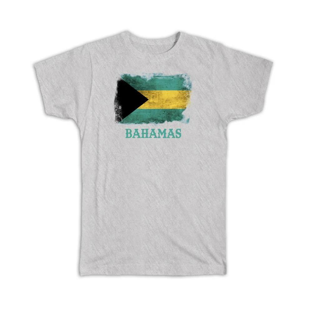 Gift T-Shirt : Bahamas Bahamian Flag Distressed North American Country Souvenir XL
