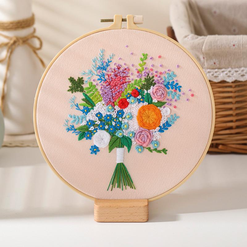 New Diy Handmade Embroidery Material Bag Flower Bouquet Hand Bouquet European Love Lover
