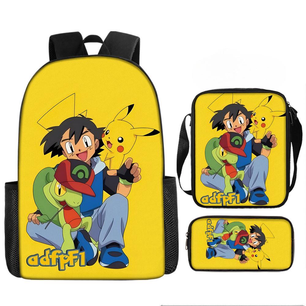Pokémon Printed Cartoon Backpack Children Schoolbag Shoulder Bag Pencil Bag