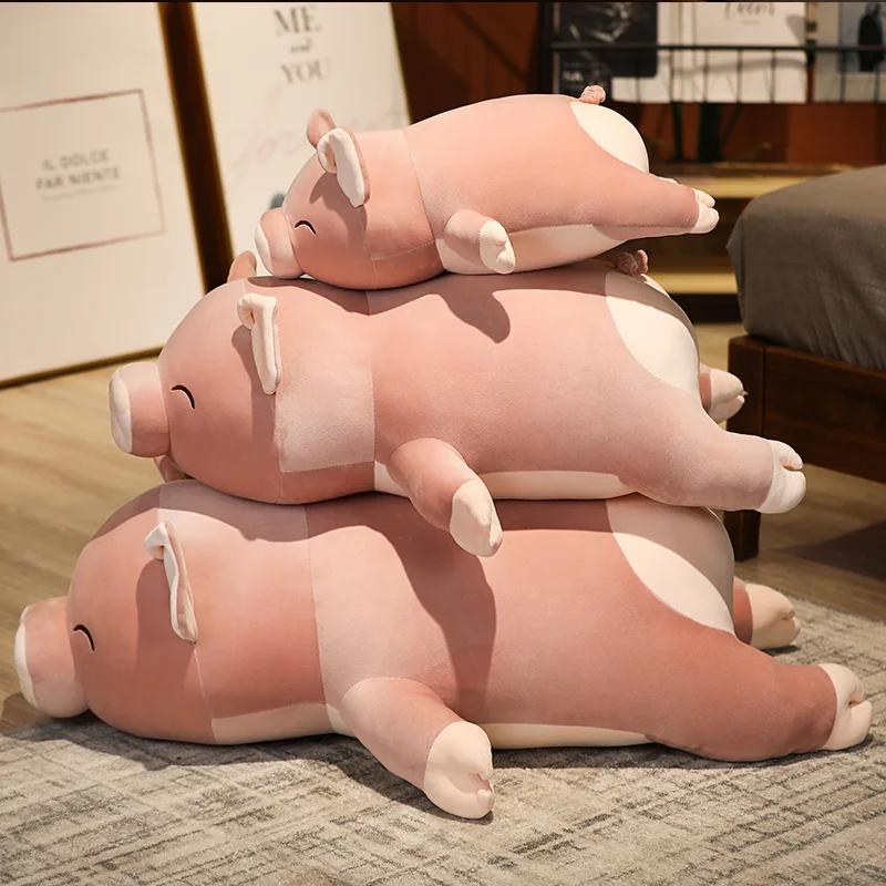 50/80cm Love Buttocks Pink Pig Stuffed Doll Lying Plush Piggy Toy Animal Soft Plushie Pillow Cushion Kids Baby Comforting Gift