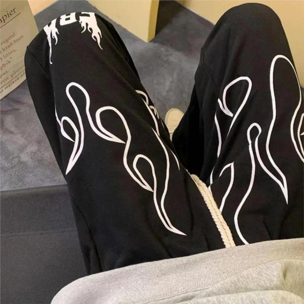Men's Wide Leg Straight Leg Loose Printed Letter Drawstring Pants Fashionable Casual Pants