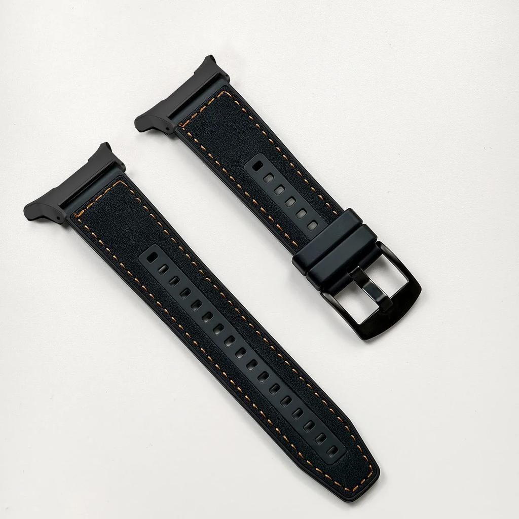 Leather Silicone Strap For Samsung Galaxy Watch 7 Ultra 47mm Sports Women Men Bracelet Band Loop For Samsung Watch 7 47mm Clasp