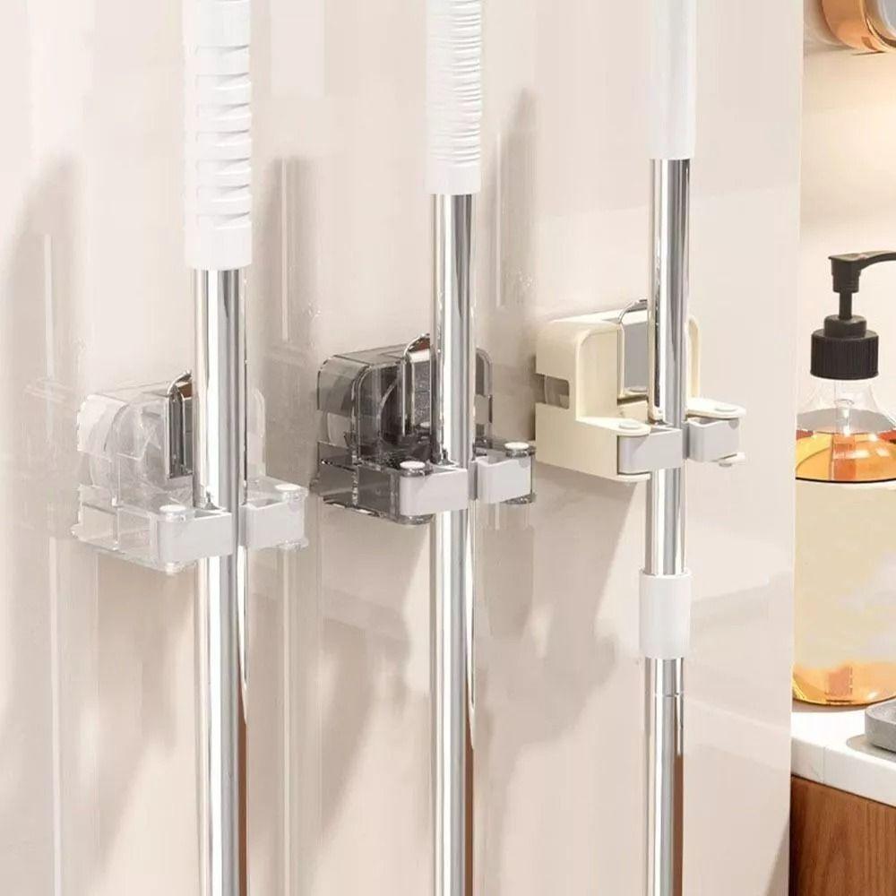 

Настенный крючок для присоски, неперфорированный держатель для швабры, новый зажим для швабры с присоской серый