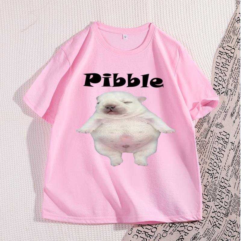Pibble Graphic T Shirts Personality High Quality Printed Cotton Fun Tshirt Round Neck Short Sleeved Tops Streetwear Clothes