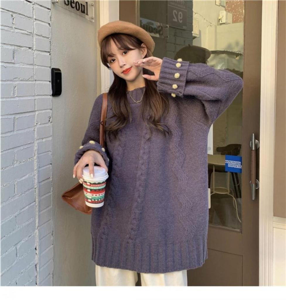 Women's Retro Thick Knit Sweater - Cozy, Loose-Fit, Autumn/Winter Style
