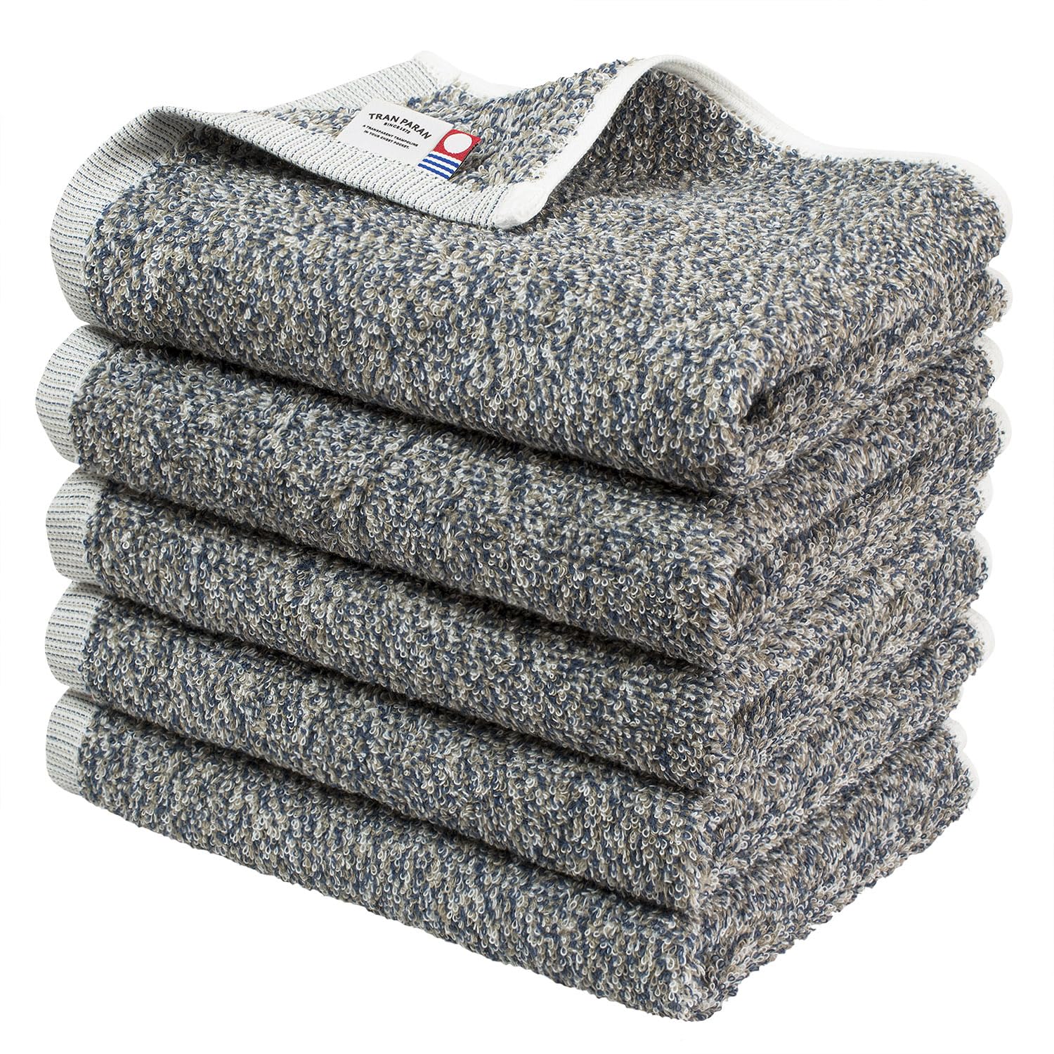 

Полотенце Tramparan Imabari Towel Набор полотенец для лица из 5 экомиксов Полотенце Imabari Сертифицированный водопоглощающий хлопок 100% (военно-морской флот)