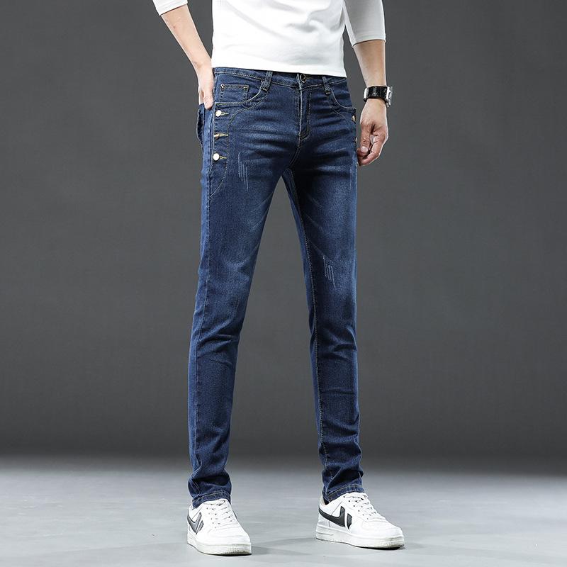 

Men s jeans slim fit stretch pants for men Korean style trendy youth all-season trousers 36