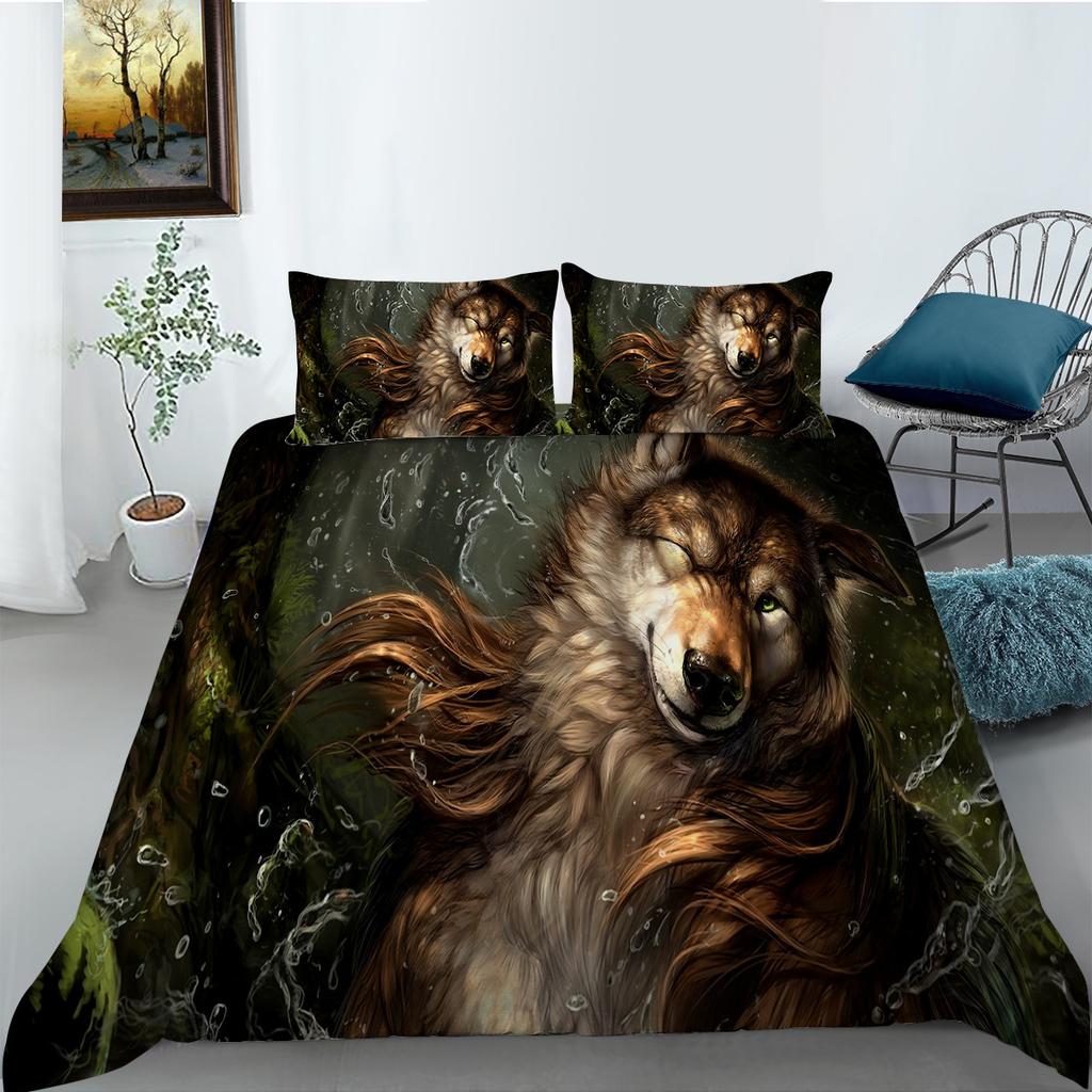 Timberwolves 3D Digital Printing Polyester Bedding Three-Piece Set