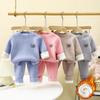 Children's Warm Clothing Suits, Winter Boys' Underwear, Plus Velvet Thickening, Girls' Winter Models, Baby Autumn and Winter Children's Clothing